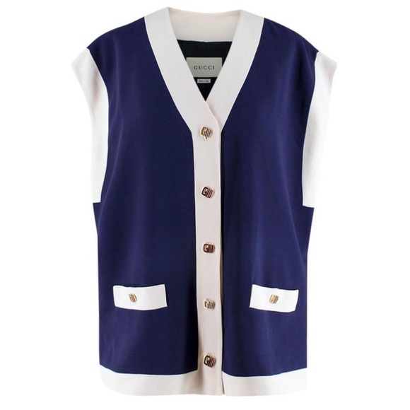 Gucci Luxury Ladies Blue Viscose Cady Vest, Brand Size 38 size 10